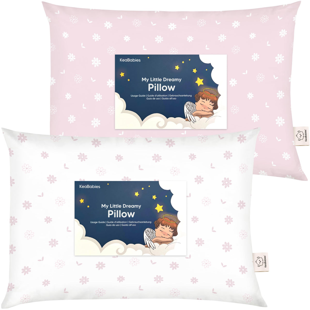 KeaBabies 2pk Toddler Pillows 2 Year Old to 5,13x18 Kids Pillow (Mist Pink)