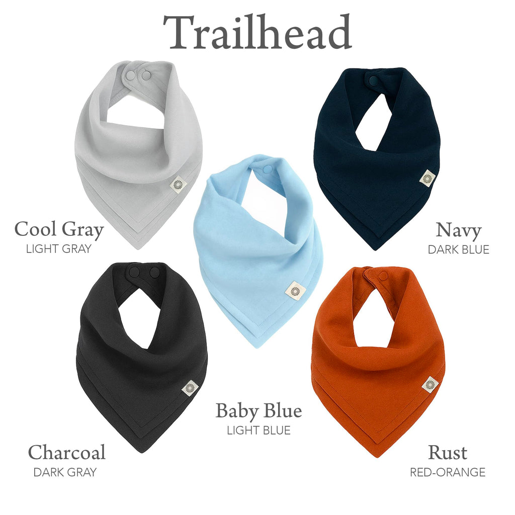 Kishu Baby Indi Organic Baby Bandana Bibs – Fairtrade 4-Way Reversible Drool Bibs for Boys & Girls – Unisex (Set of 5) (Trailhead)