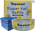 Diaper Pail Refill Bags for Genie Complete/Expressions & Munchkin Step Diaper Pail (840 count) 1 Cassette+3 refills, 7-Layer Odor-Absorbing, Disposable Diaper Poop Bags, Baby essentials
