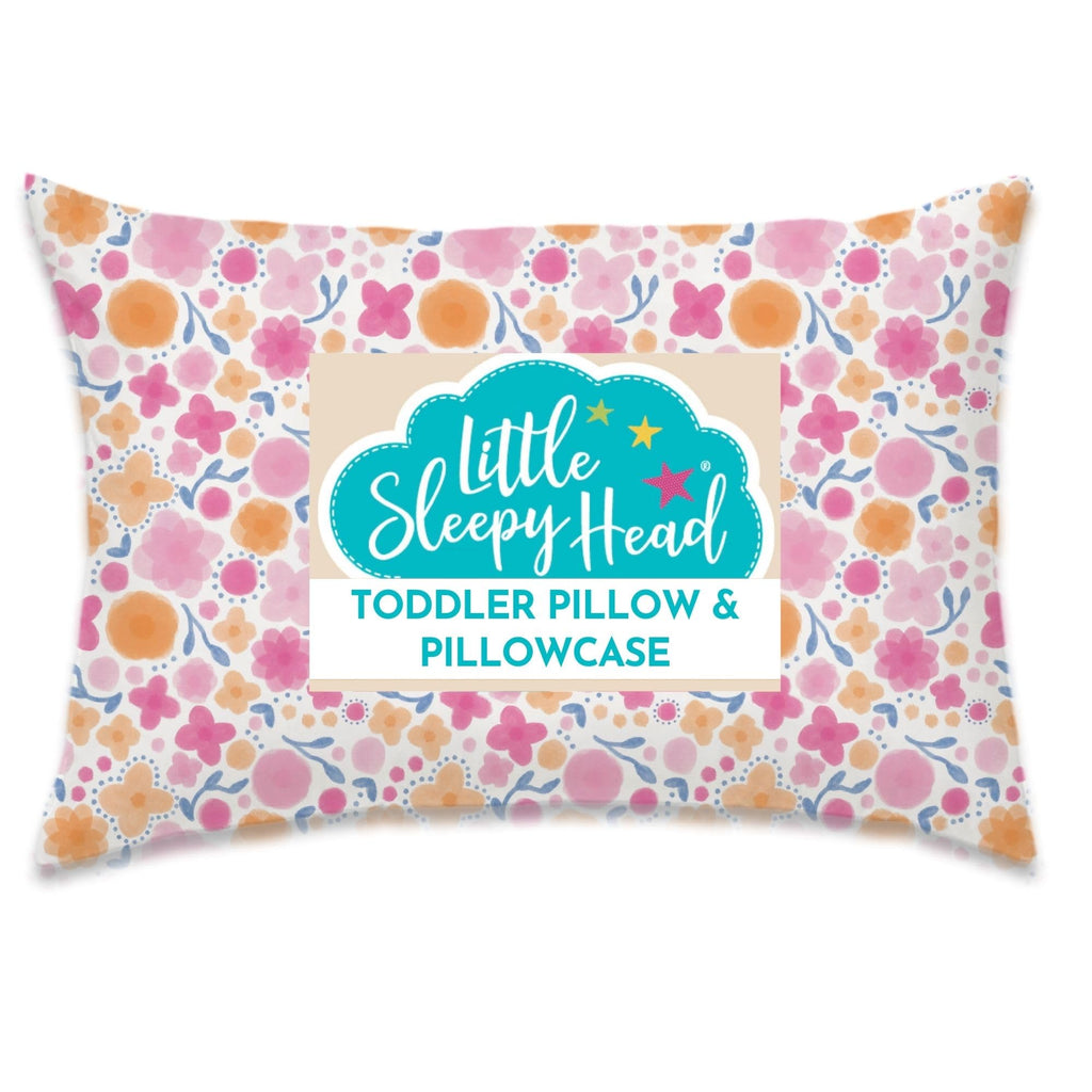 Toddler Bed Pillow with Cotton Pillow Case – 13x18 Kids Pillows for Sleeping, School, Travel & Daycare – Hypoallergenic Toddler Pillow 2 Year Old to 5 with Envelope Pillowcase (Whimsy Garden)