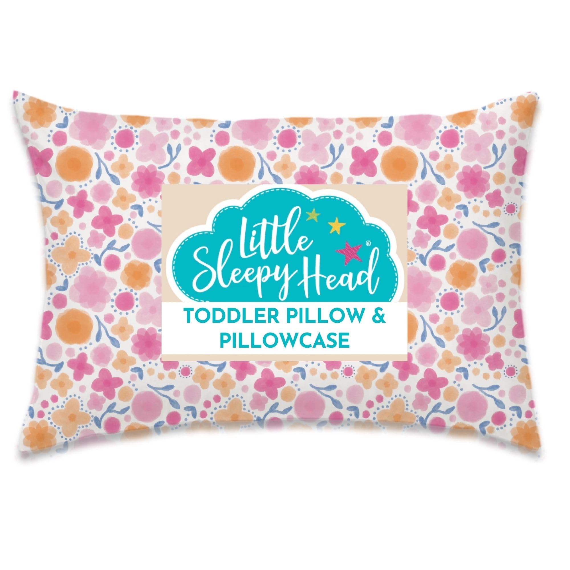 Toddler Bed Pillow with Cotton Pillow Case – 13x18 Kids Pillows for Sleeping, School, Travel & Daycare – Hypoallergenic Toddler Pillow 2 Year Old to 5 with Envelope Pillowcase (Whimsy Garden)