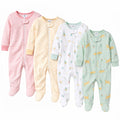 Gerber Baby Girls' 4-Pack Sleep 'N Play Footie, Leopard, 0-3 Months