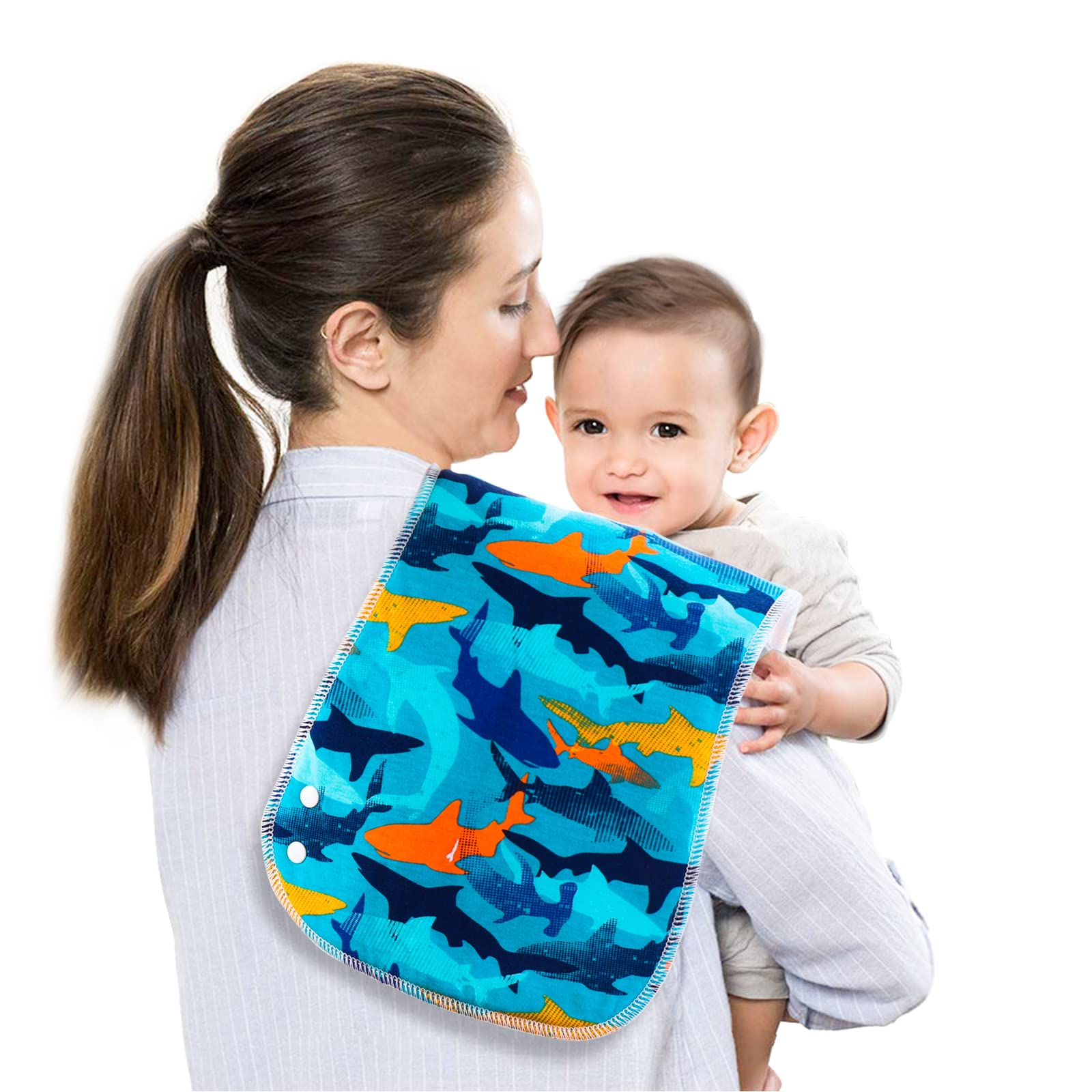 Benoxine 2-in-1 Burp Cloths and Baby Bibs - 6 Pack Large Super Absorbent Soft Cotton Burping Cloths for Spit Up, 3 Layers Thick Baby Burp Rags for Girls & Boys