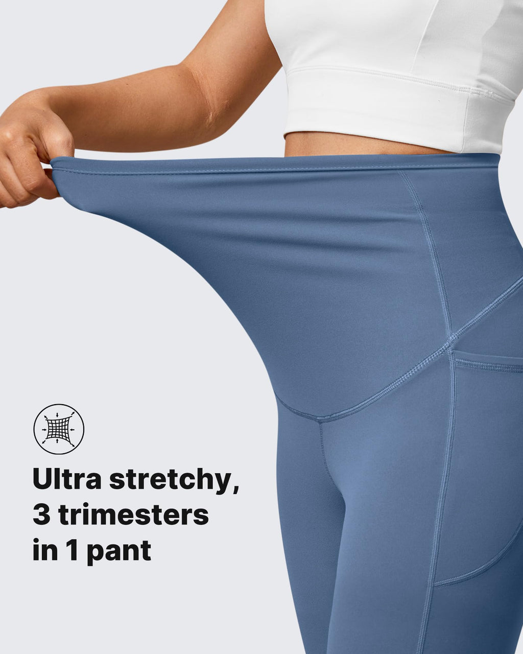 G4Free Pregnancy Outfits Maternity Work Pants Pockets,Blue Gray,XL,Petite