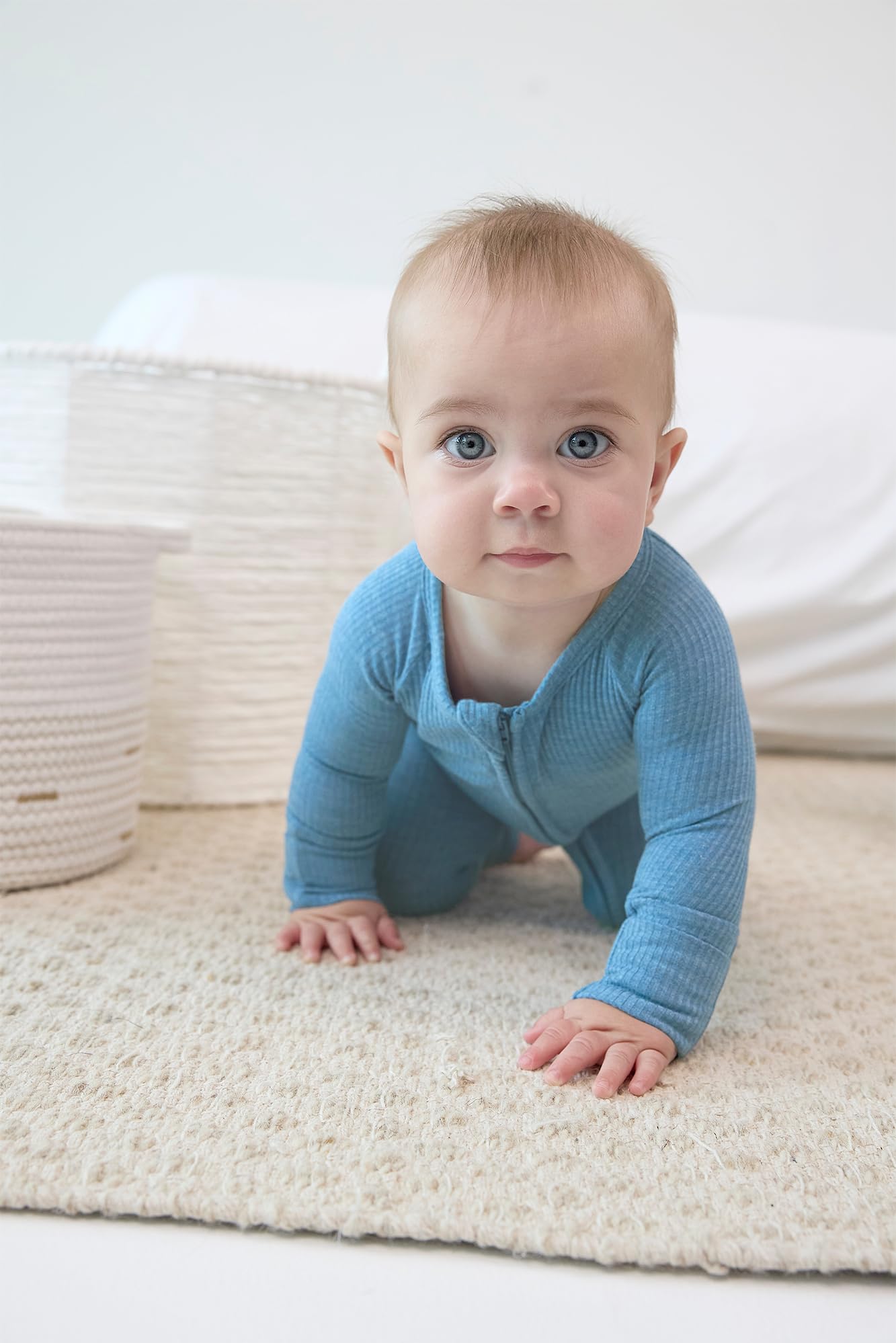 Little Sleepies Baby Pajamas, Heather Blue, Newborn