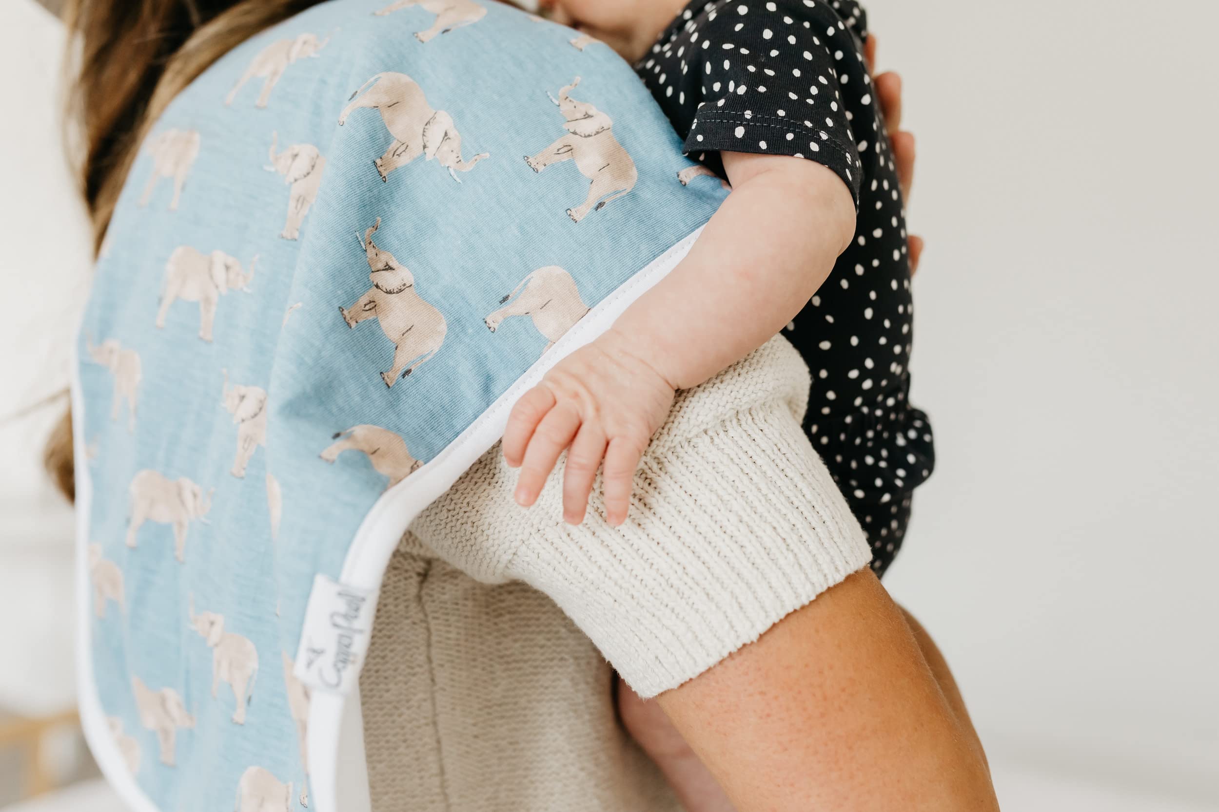 Copper Pearl Premium Baby Burp Cloths - 3-Pack Large Cotton Burp Cloths, Extra Soft Spit Up Rags with 3 Absorbent Layers, Perfect for Baby Boy and Baby Girl Gifts (21" x 10" Size, Peanut Set)