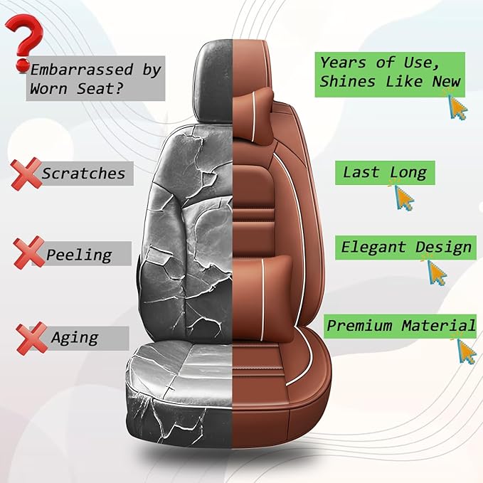 Car Seat Covers for Toyota Tundra 2000-2025 | 5-Seats Seat Covers, Waterproof Seat Protectors, Automotive Seat Covers (Full Set with Pillow,Coffee)