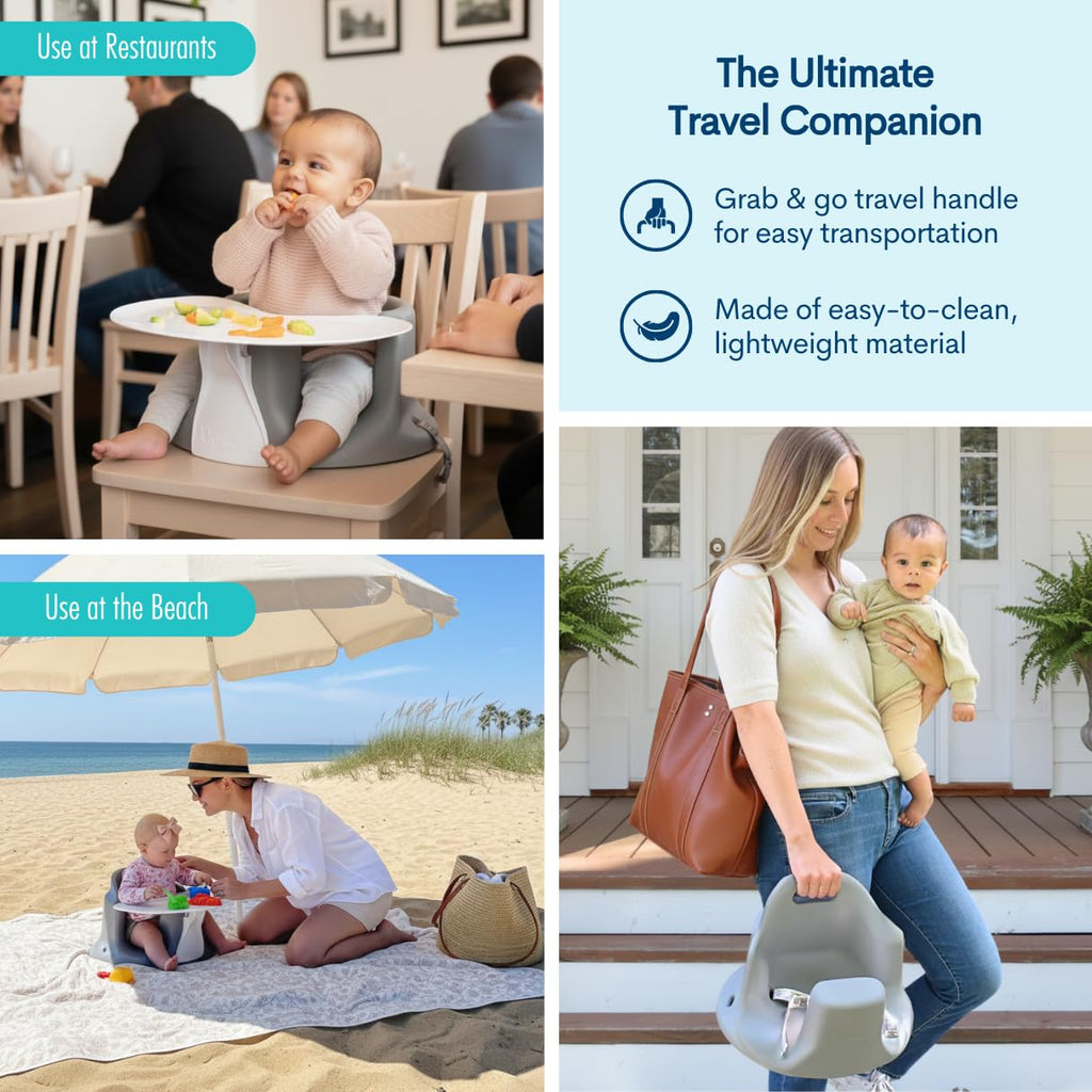 Upseat – The Original Ergonomic Baby Floor & Booster Seat with Tray, Developed with Physical Therapists for Upright Posture & Healthy Hip Development, 4–24 Months, Dishwasher-Safe Extra-Large Tray