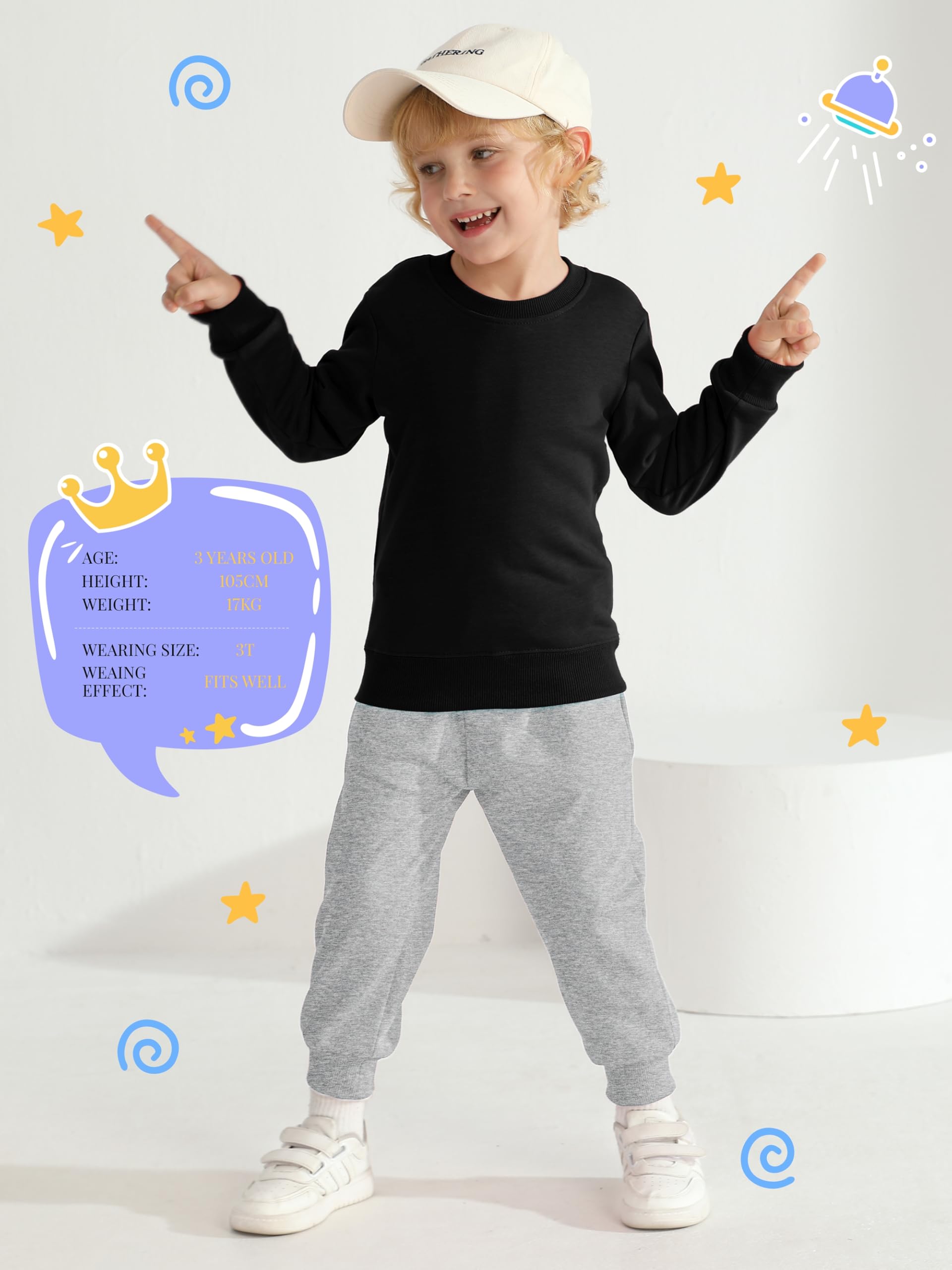 HXP 4 Pack Toddler Boys Sweatpants Cotton Toddler Pants Boys Kids Joggers