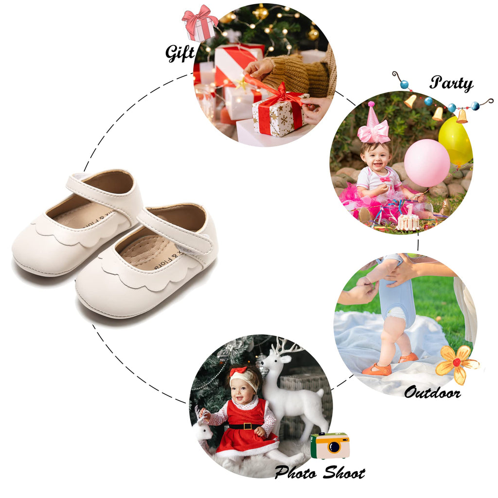 Felix & Flora Soft Sole Beige Baby Shoes - Infant Baby Walking Moccasinss Rubber Sole Crib Shoes(Beige,18-24 Months)