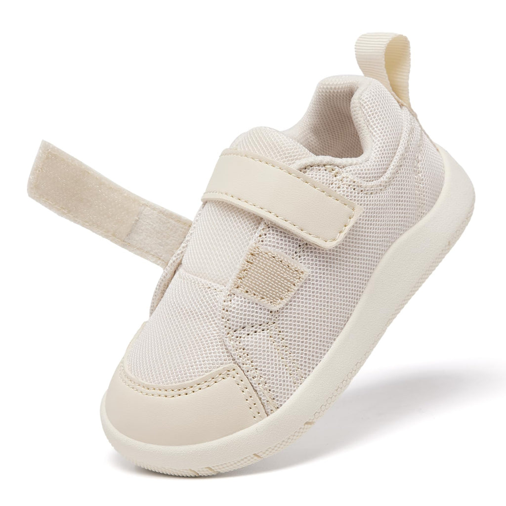 MORENDL Toddler Shoes Baby Wide Toe Box Barefoot Shoes Boy Girl Walking Shoes Non-Slip Minimalist Sneakers Comfort Zero Drop Tennis Outdoor Activities Khaki Mesh Size 9.5