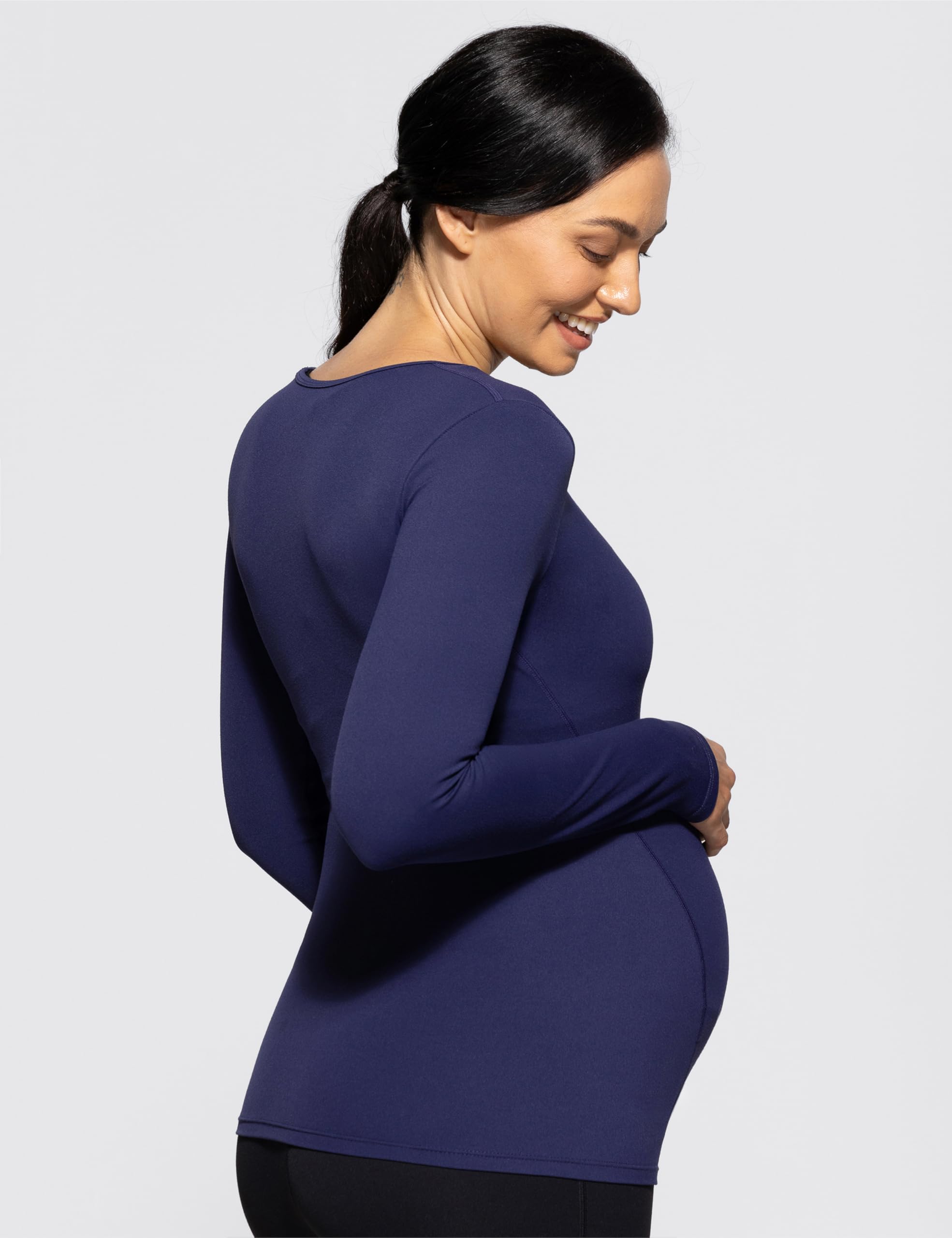 POSHDIVAH Maternity Crew Neck T Shirts for Women Navy X-Small