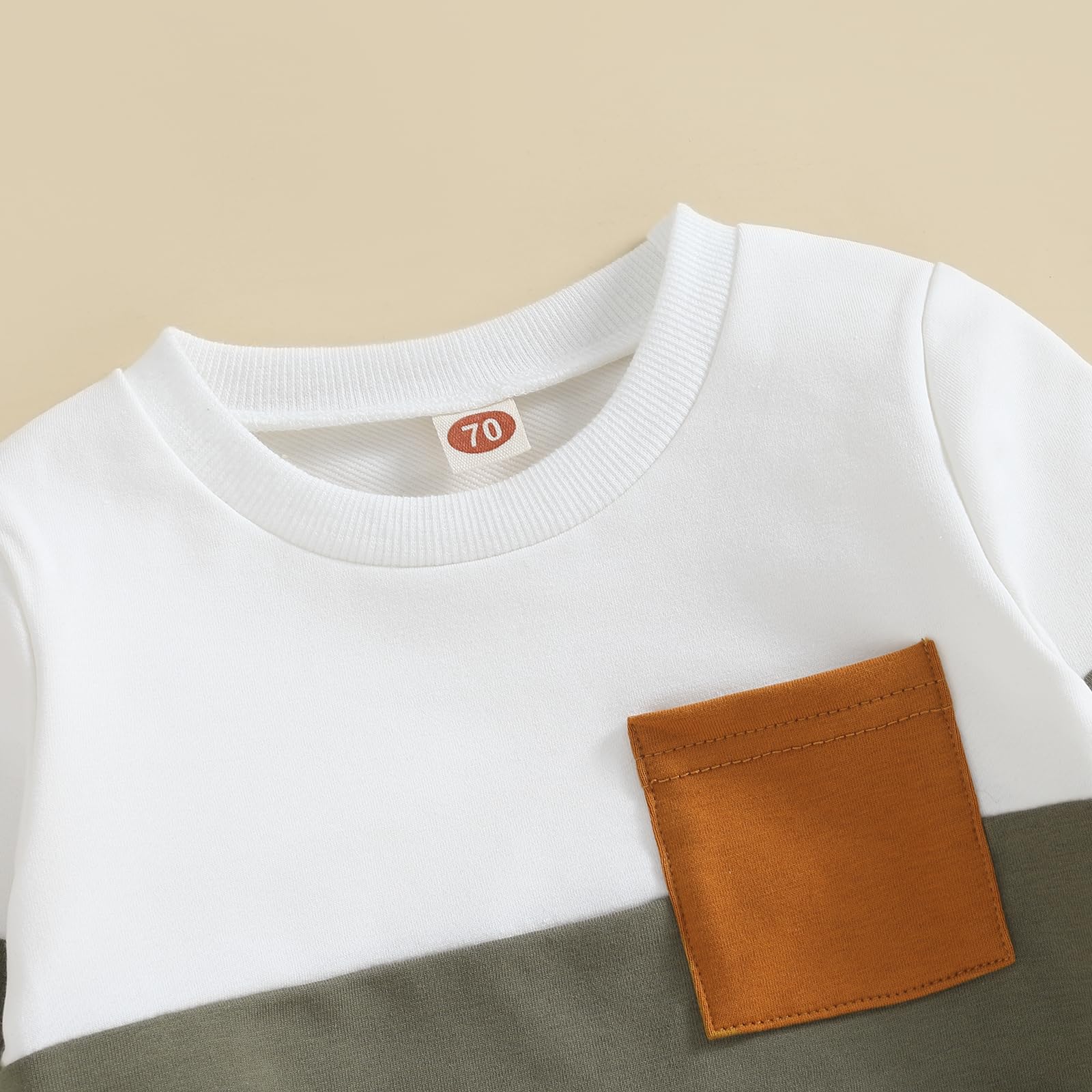 Lucikamy Toddler Baby Boy Fall Outfits Long Sleeve Crew Neck Pullover Sweatshirt + Jogger Pants Set Infant Winter Clothes (Army Green Blue Patchwork, 0-6 Months)