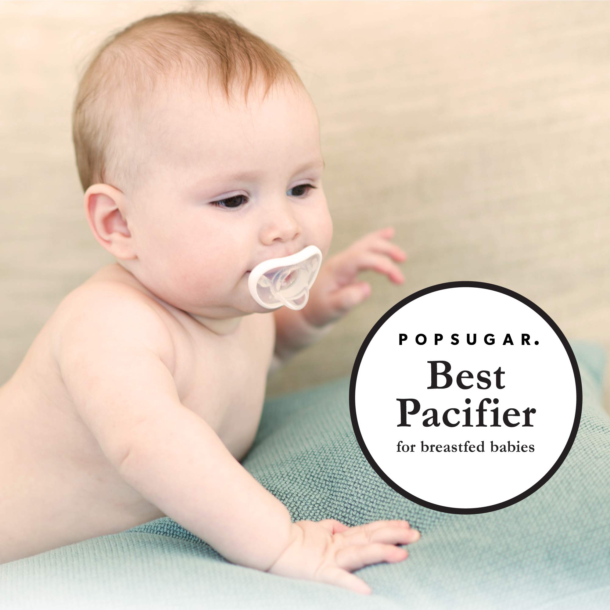 Nanobebe Baby Pacifiers 0-3 Month - Orthodontic, Curves Comfortably with Face Contour, Award Winning for Breastfeeding Babies, 100% Silicone, Perfect Baby Registry Gift 2pk,Grey
