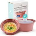 27oz Platinum Silicone Microwave Steamer Pot with Handle & Lid - Korean 100% Food-Grade Steamer Bowl, Heat-Resistant Cooker with Steam Holes, Easy Clean, Dishwasher Safe, Dry Rose