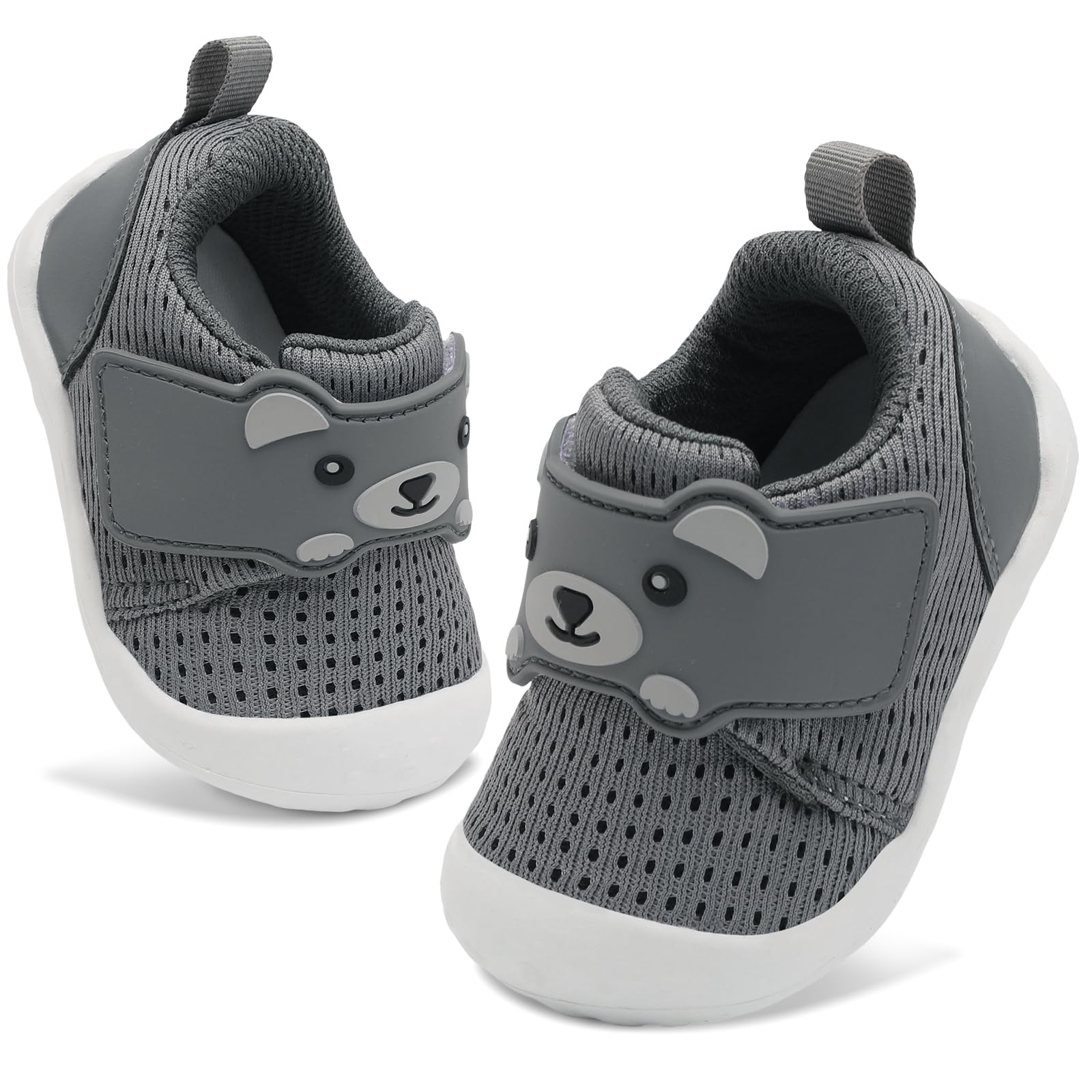 FEETCITY Baby Boys Girls Shoes First Walker Shoes Wide Infant Shoe Baby Sneakers Breathable Bear Toddler Barefoot Shoe 12-18 Months
