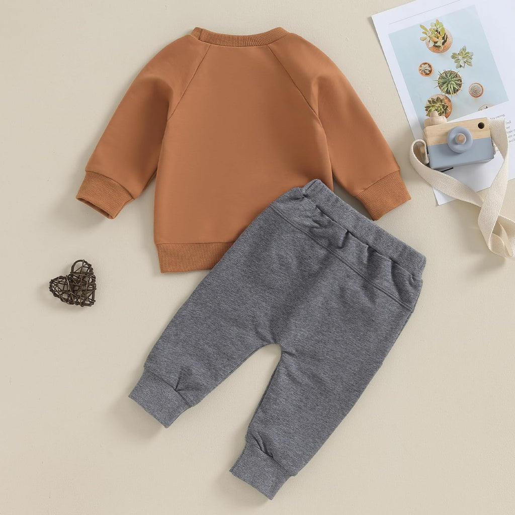 MA&BABY Toddler Baby Boy Clothes Solid Color Sweatshirt Jogger Pants Set