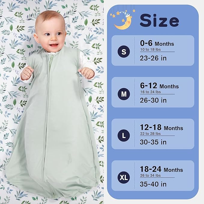 Baby Sleep Sack 0-6 Months Baby Wearable Blanket 100% Rayon Cotton 2-Way Zipper Toddler Sleeping Sack，Comfy Soft Lightweight TOG 0.3