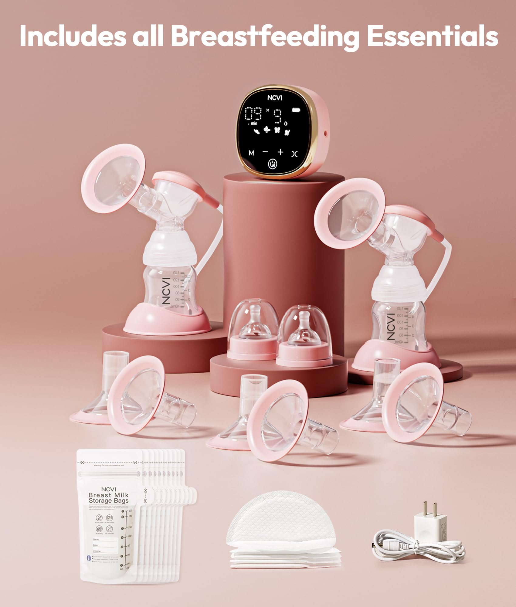 NCVI Electric Breast Pump 8782, Portable Hospital-Grade Double Pump