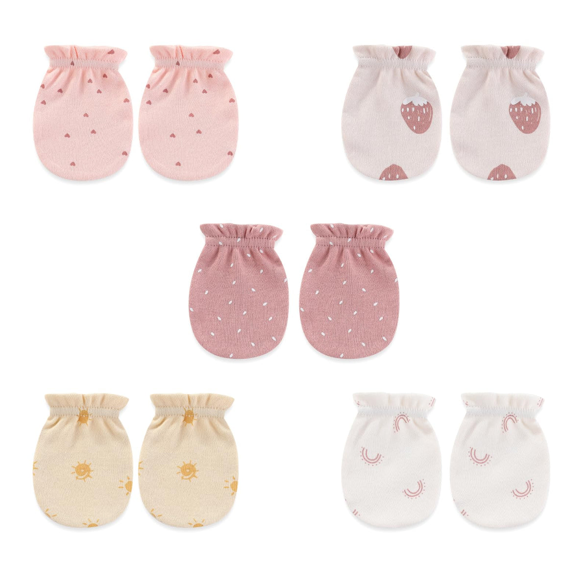 5 Pairs Unisex Baby Mittens No-Scratch 0-6 Months New Born