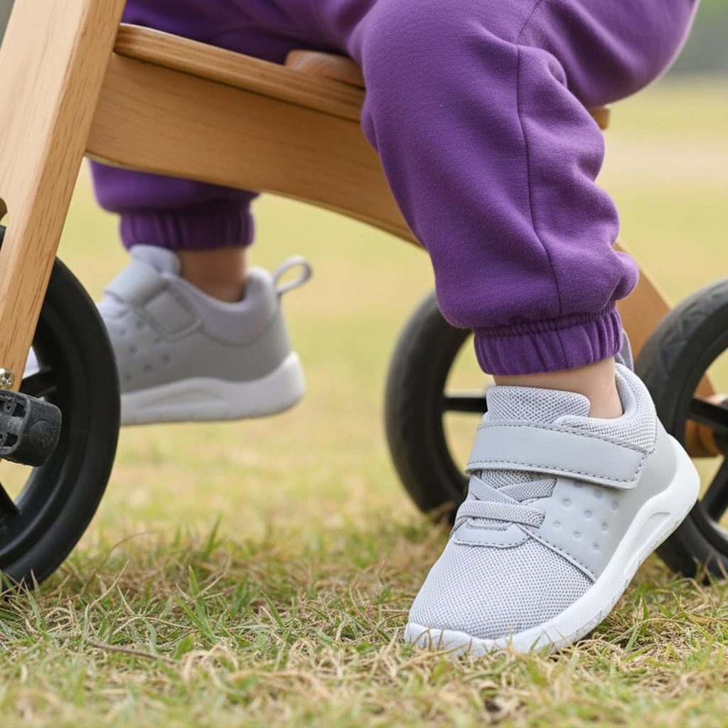 MORENDL Toddler Baby Shoes 0-4 Years Boy Girl Lightweight Breathable Non-Slip Sports Sneakers Running Walking Tennis Barefoot Shoes Grey 6-9Months