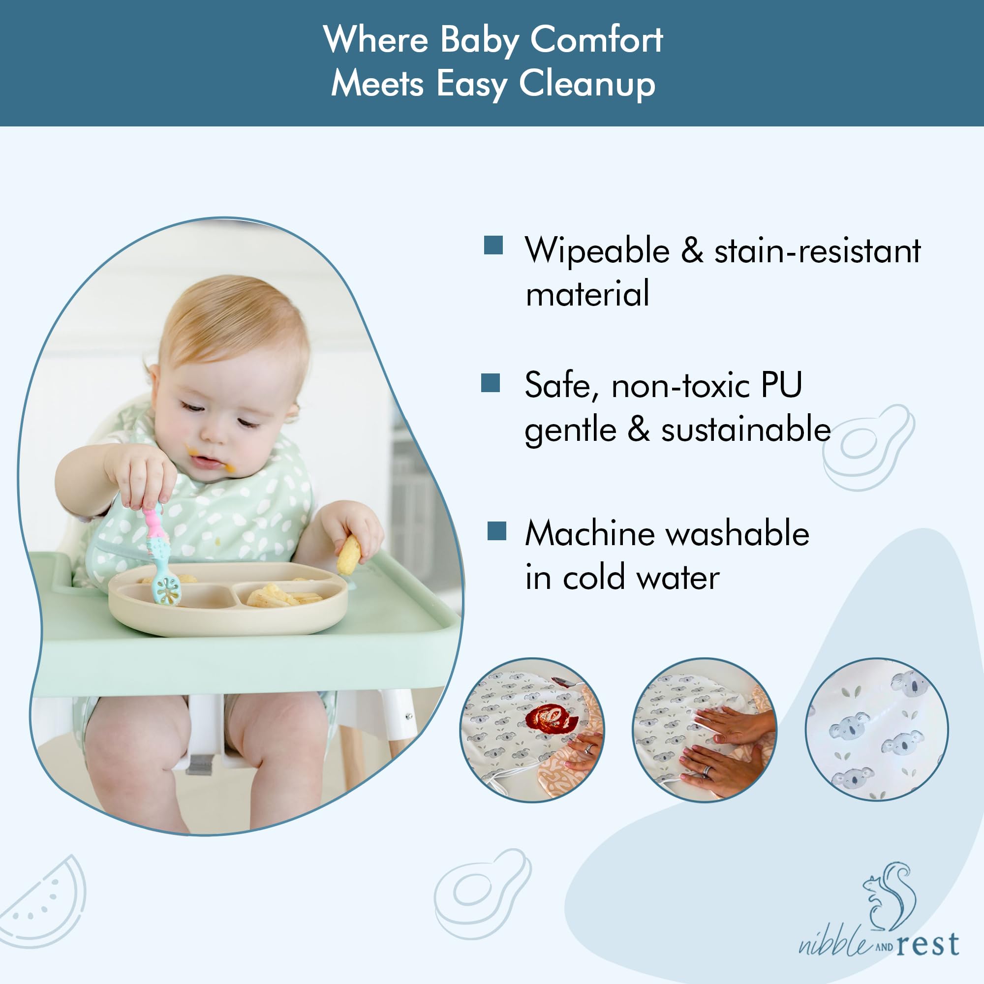Nibble and Rest Highchair Insert Cover, Compatible for IKEA Antilop Highchair, High Chair Accessories Stain-Proof and Wipeable Insert Cover (Cushion NOT Included)(Sagedots)