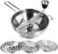Navaris Food Mill - Stainless Steel Food Mill 1.26-Quart with Hand Crank and 3 Grinding Discs - Grind & Puree Tomato Sauce, Mashed Potatoes - or for Canning Applesauce
