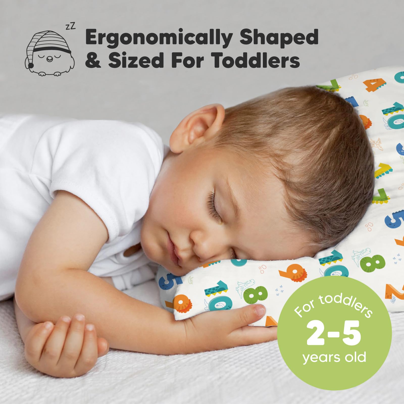 Toddler Pillow with Pillowcase, 13x18 My Little Dreamy Pillow (Dino123)