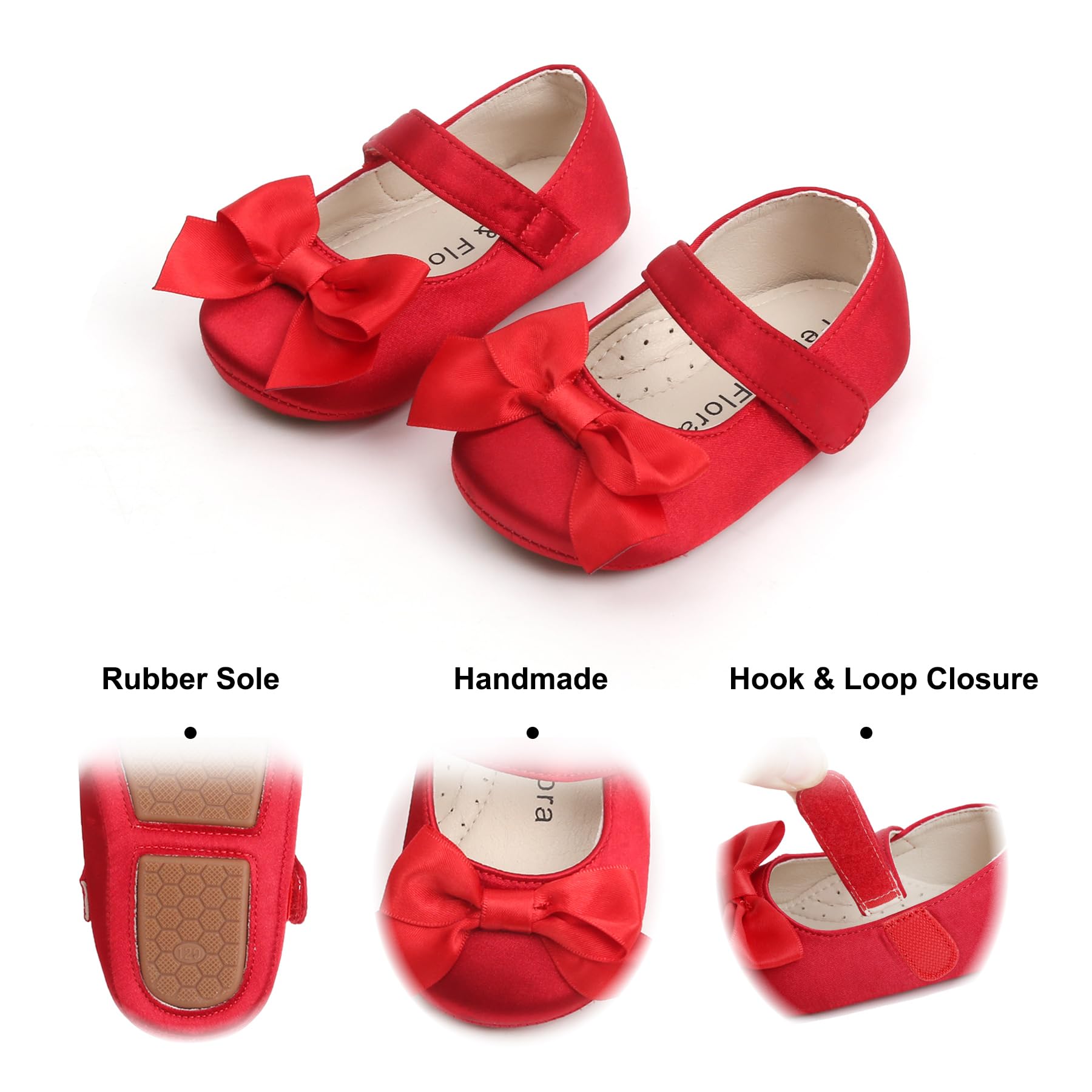 Felix & Flora Soft Sole Leather Baby Shoes - Infant Baby Walking Shoes Moccasinss Rubber Sole Crib Shoes(Red,2.5-3 Years Toddler)