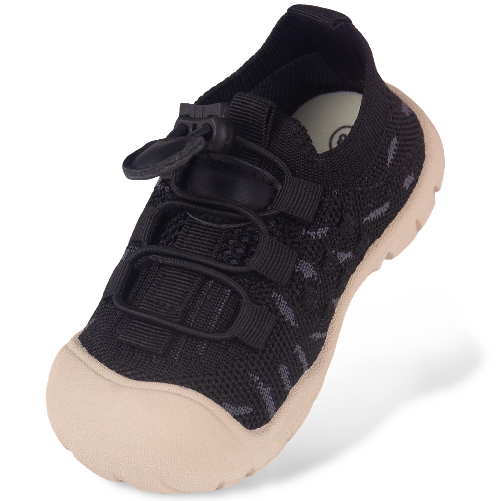 Toddler Girl Black Shoes Size 8T Barefoot Slip On Summer Walking Sneakers with Arch Support Soft Rubber Sole for Tennis and School Activities