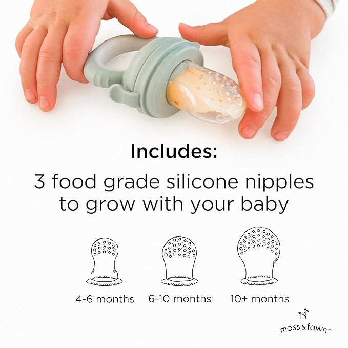 Moss and Fawn Forage Feeder - Soothing Silicone Frozen Breast Milk Popsicle & Baby Food Teething Toy, Pacifier, Fruit Feeder, & Teether - BPA, PVC & Phthalate-Free - Fern