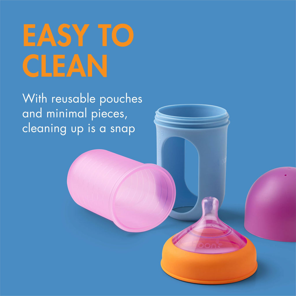 Boon Nursh Baby Bottles - Color Block - 8 Oz - 3 Count