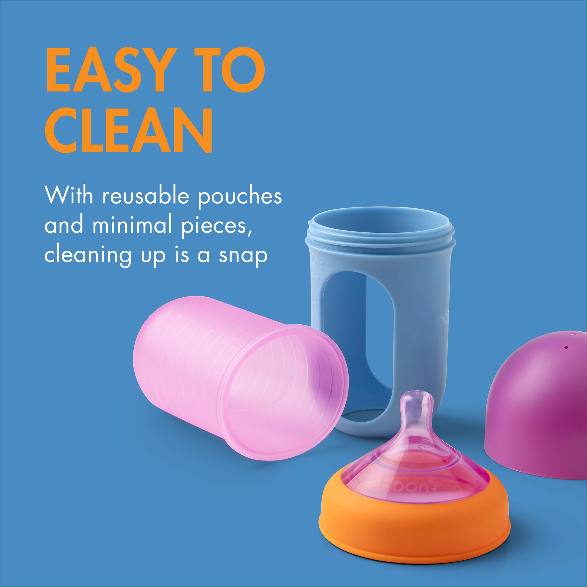 Boon Nursh Baby Bottles - Color Block - 8 Oz - 3 Count