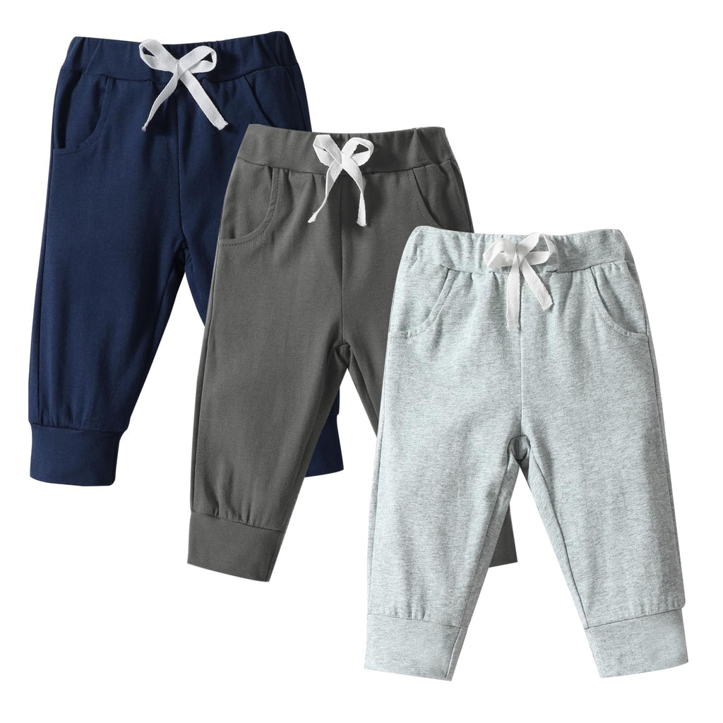 DREAM BUS Pack of 3 Toddler Jogger Pants with Pocket Toddler Boy Sweatpants Baby Boy Pants Infant Newborn Leggings