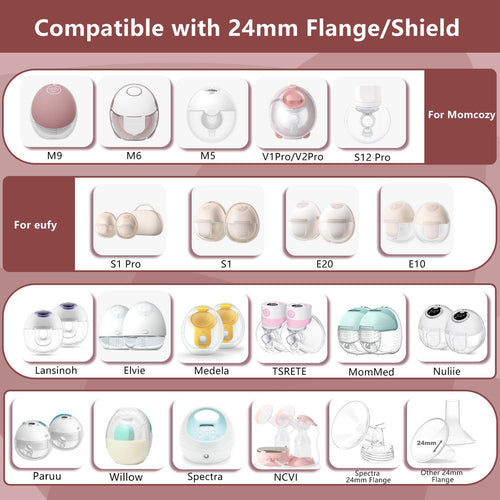 2pcs Upgraded Flange Inserts 22mm Compatible with Momcozy/Medela/Spectra/eufy/Elvie/Lansinoh/TSRETE/Paruu Wearable Pump with 24mm Shields/Flanges, Reduce 24mm Nipple Tunnel Down to 22mm