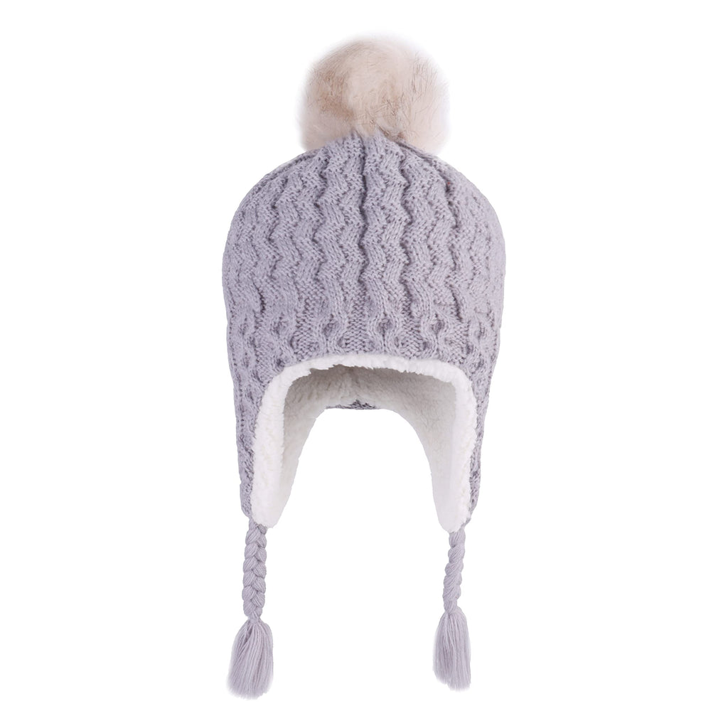LANGZHEN Infant Pom Pom Beanie Kid Winter Hats Toddler Cap Knit Warm Beanies Caps for Baby Boys Girls(Gray,12-24 Months)