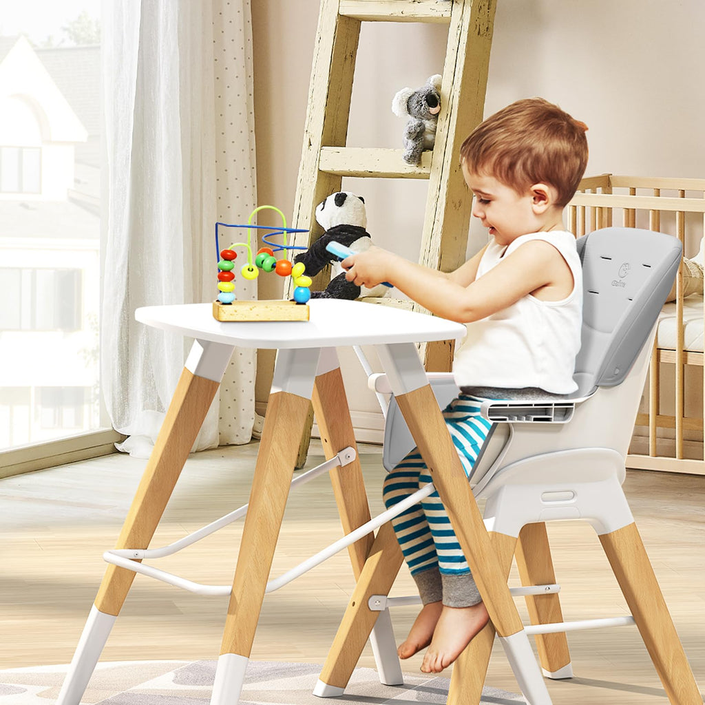 GAIVE 8 in 1 Convertible Wooden High Chair, Adjustable Baby High Chair for Babies and Toddlers with Tray, Easy to Clean, Grow with Family|Booster|Learning Table|High Stool