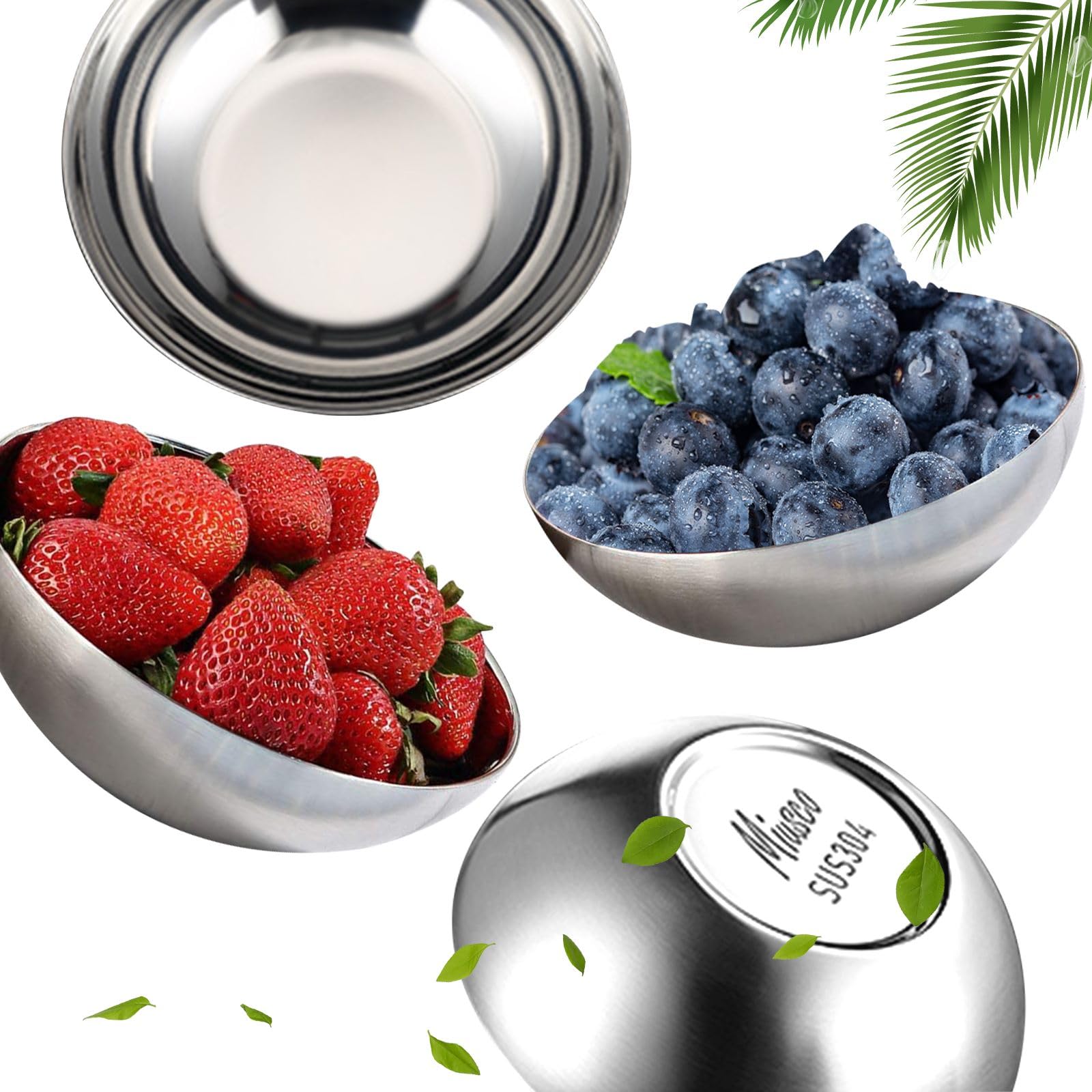 Miusco Stainless Steel Bowls for Kids, 18/8 Stainless Steel Toddler Bowl, BPA-Free, Durable & Easy Clean, 4 Pack - 14.5 oz Perfect for Baby Meals, Snacks, Serving and Travel & Home Use，Silver