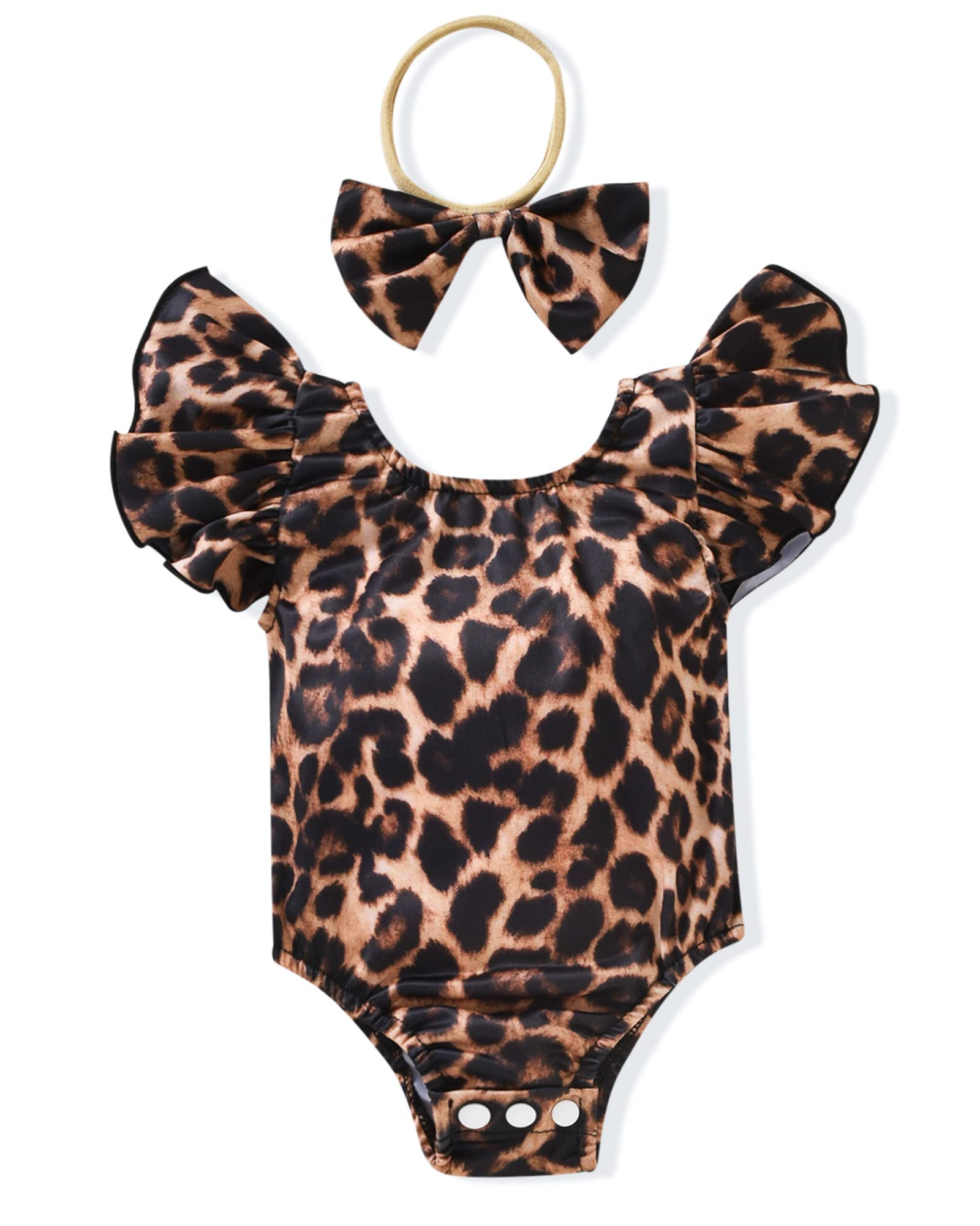 Toddler Girl Ruffles Leopard Swimsuit One Piece Swimwear Bathing Set (Leopard, 2-3T)