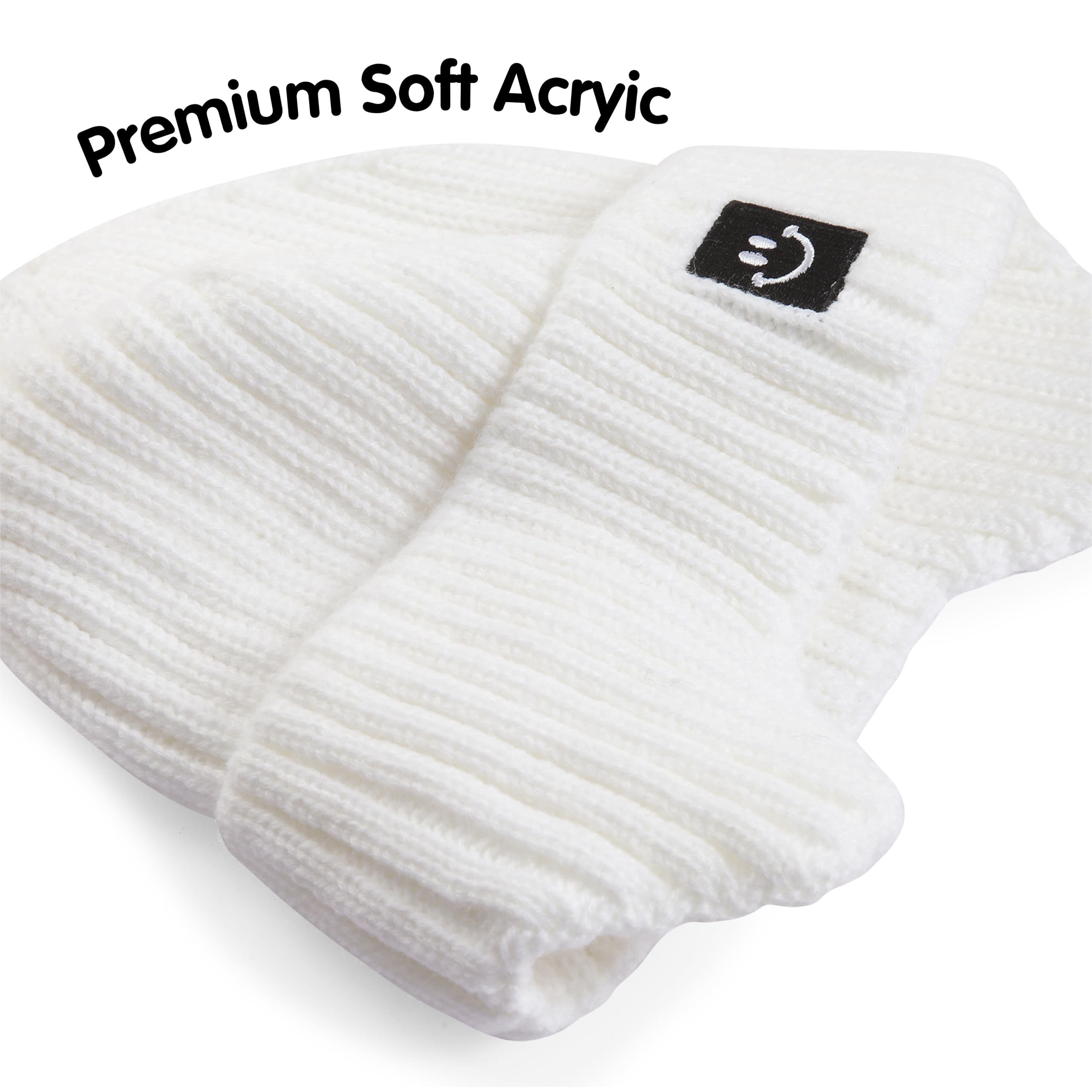 MaxNova Knit Ski Hat 3-8T Black/White 2 Pack