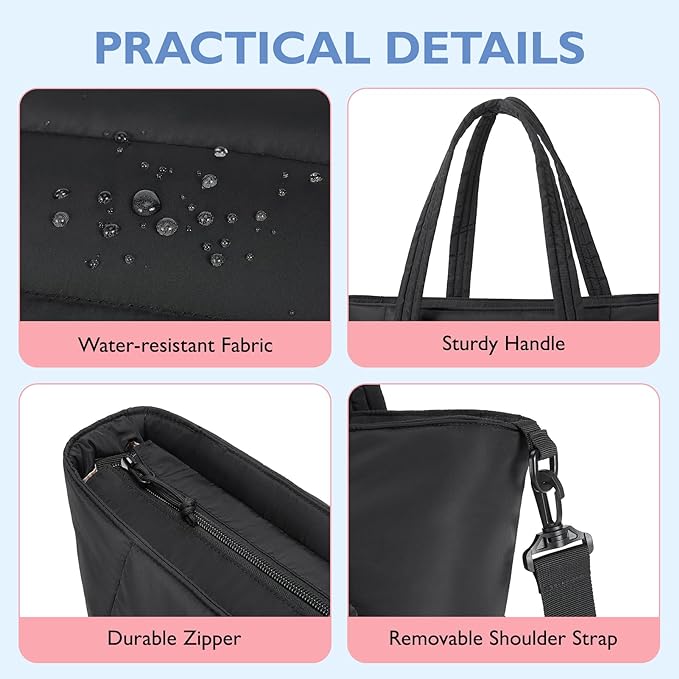 mommore Diaper Bag Tote with Stroller Organizer Puffer Bag Large Capacity Baby Bag with Changing Pad for Travel, Hospital
