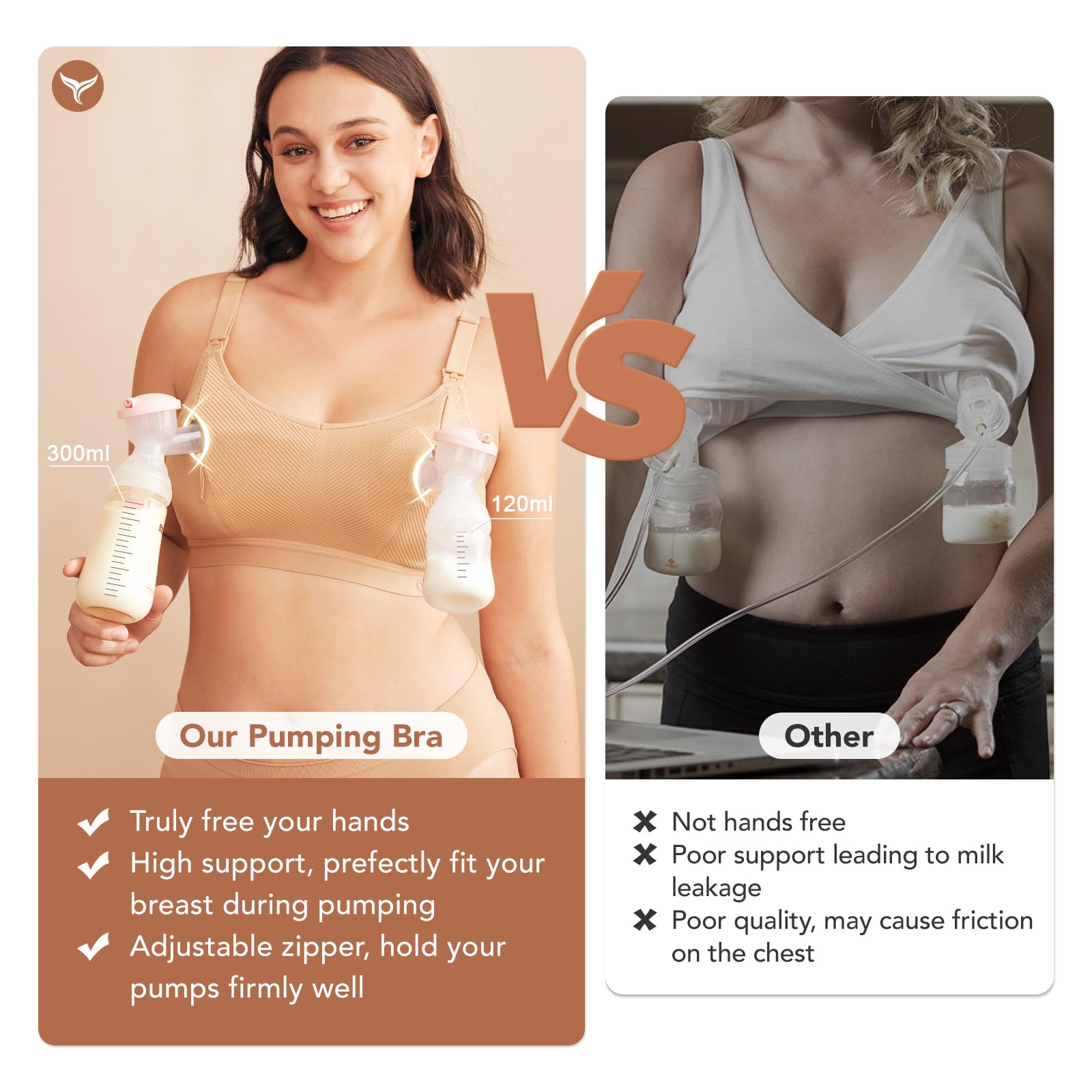 Pumping Bra Hands Free Zip Opening Design Seamless Nursing Bras for Breastfeeding High Support Nursing & Pumping Bra in One Black XL