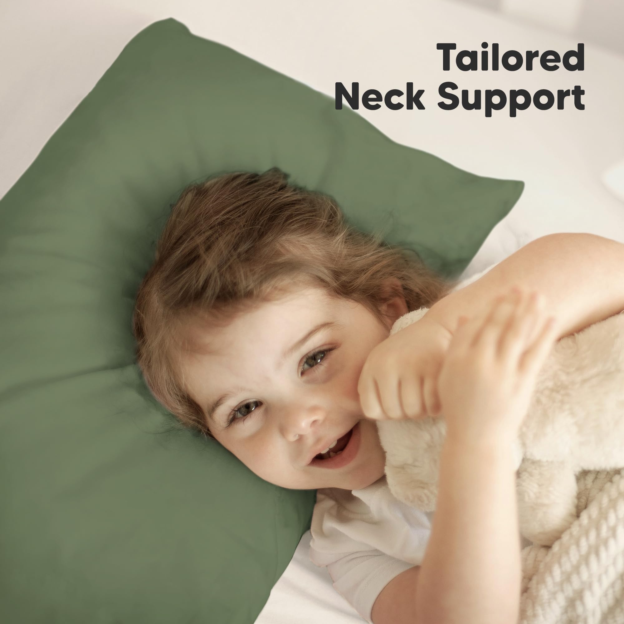 KeaBabies Organic Toddler Pillow with Pillowcase,Jumbo 14X20(Jungle Green)
