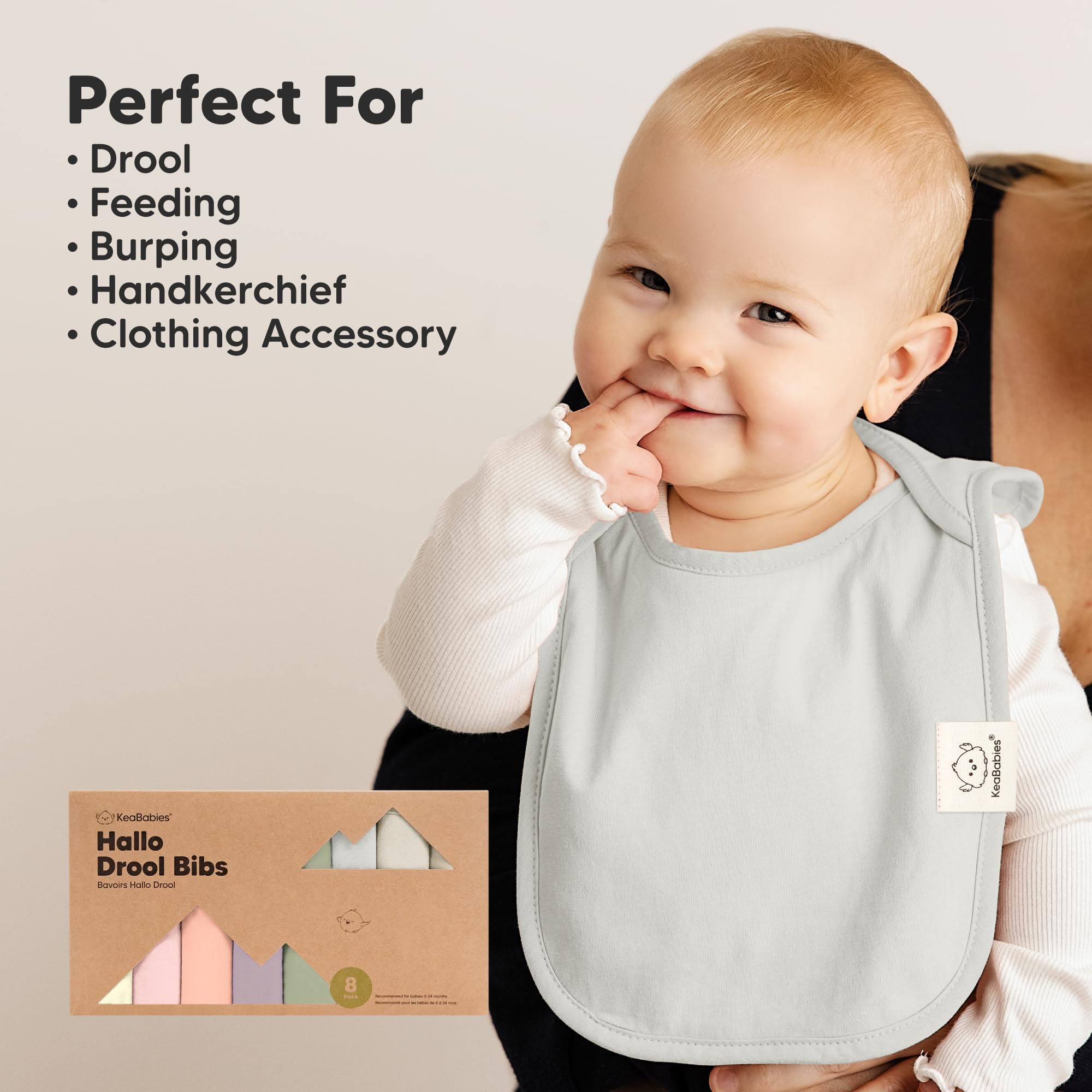 KeaBabies 8-Pack Bibs for Baby Girls, Boys, Pullover Baby Bibs (Embrace)