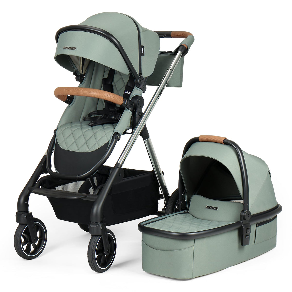 RX 3-in-1 Baby Stroller Toddler Stroller with Basket & Organizer, Green