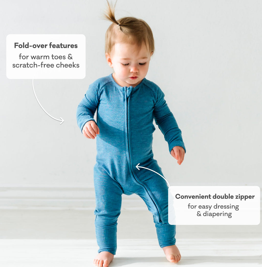 Little Sleepies Baby Pajamas, Heather Blue, 3T