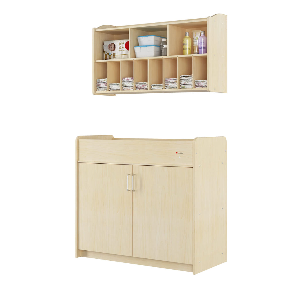 Foundations Wall-Mounted Diaper Organizer for Daycares, Natural