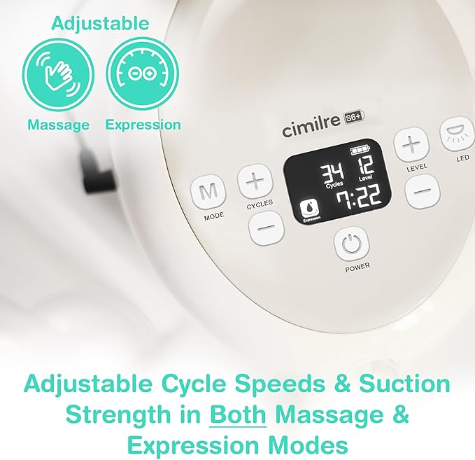 Cimilre S6+ Adjustable Rechargeable Breast Pump & Journey Breast Pump Backpack Bundle – Hospital Strength Double Electric Pump with Stylish Travel Backpack