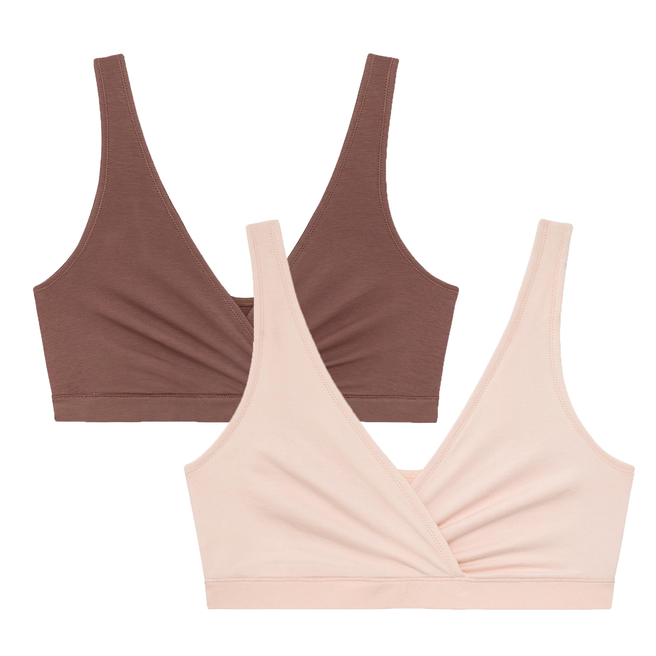 Motherhood Maternity Women’s 2-Pack Wrap Front Nursing Bras, Porcelain Pink/Nutmeg, XXL