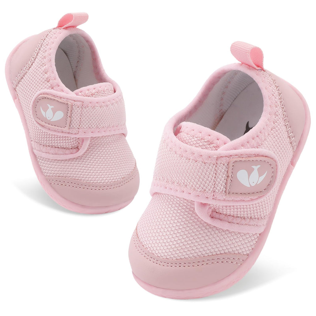 FEETCITY Baby First Walker Shoes Boys Girls Canvas Shoes Newborn Crib Shoes Anti-Slip Star Sneaker Pink